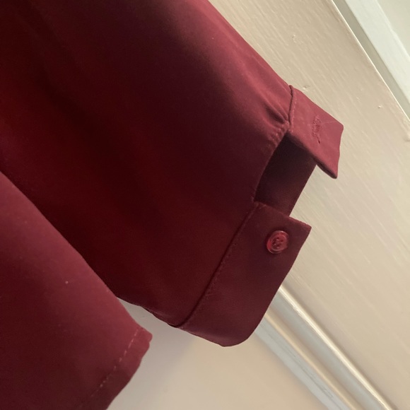 Krisa chiffon blouse with plunging drape front in deep wine color - Picture 2 of 5